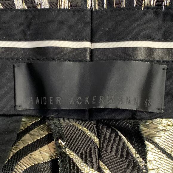 Size 32 Black Gold Jacquard Silk Blend Sunburst Cropped Casual Pants - Picture 10 of 13